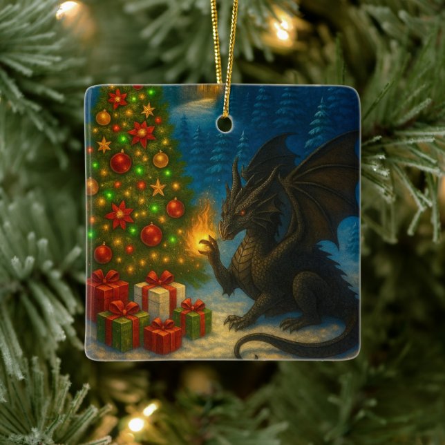 Drakjulgransfirande keramisk prydnad julgransprydnad keramik (Träd)