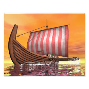 Drakkar eller viking frakt - 3D framför Fototryck