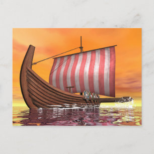 Drakkar eller viking frakt - 3D-rendering Vykort