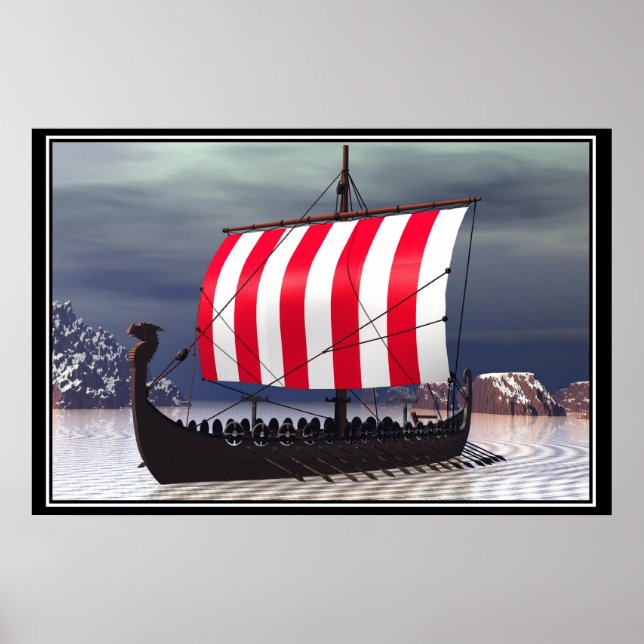Drakkar Viking Sailing Frakt Poster (Framsidan)