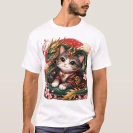 Drakkatfantasi asiatisk mytisk design t shirt