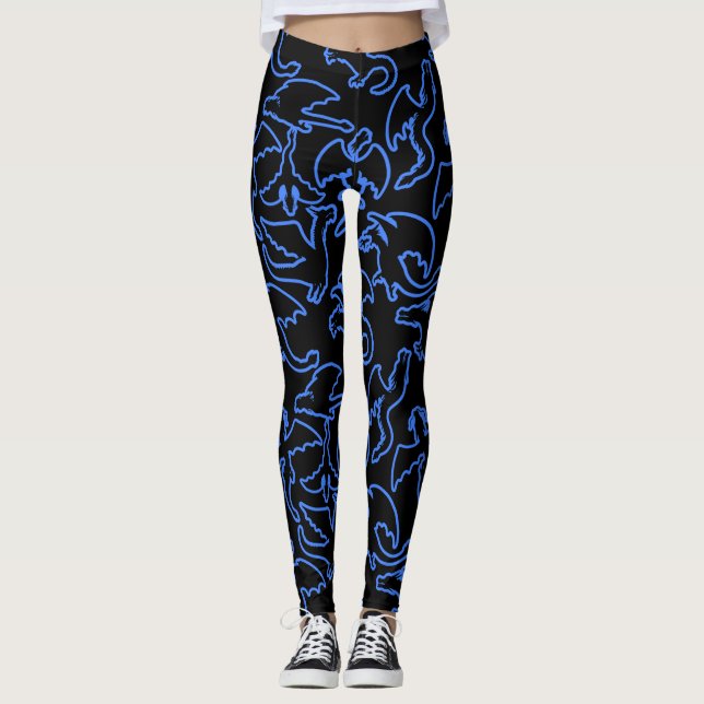 Drakkontur mönster 03.b Svart BG Leggings (Framsida)
