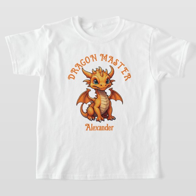 Drakmästare Söt Orange Drak Anpassa T Shirt (Laydown)