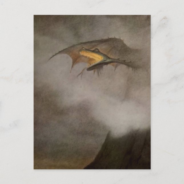“Drakonen vaknar” av Theodor Kittelsen Vykort (Framsida)