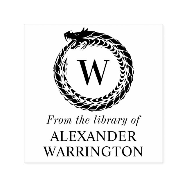 Drakramsbibliotek Boknamn Initial Monogram Självfärgande Stämpel (Design)