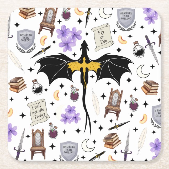 Drakryttare Underlägg Bokälskarepresent  Papper Kvadrat (Framsidan)