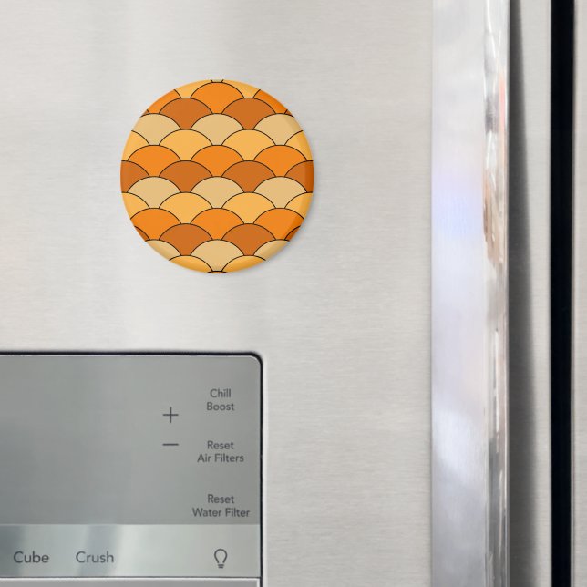 Drakskalor, fläktar, vågor, Seigaiha, orange Magnet (In Situ (Fridge))