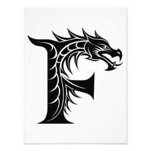 Drakstilat bokstav F, Drakalfabetet, Monogram Fototryck