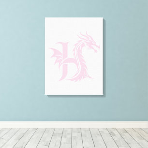 Drakstilat bokstav H, Drakalfabet, Monogram Canvastryck