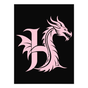 Drakstilat bokstav H, Drakalfabetet, Monogram Fototryck