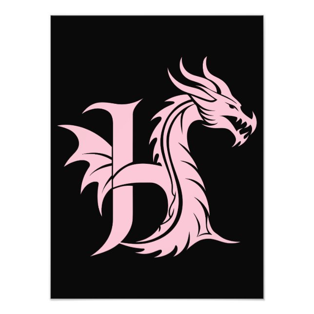 Drakstilat bokstav H, Drakalfabetet, Monogram Fototryck (Framsidan)