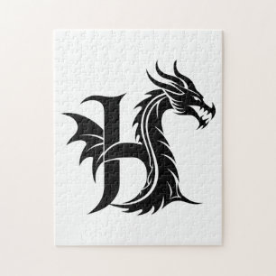 Drakstilat bokstav H, Drakalfabetet, Monogram Pussel