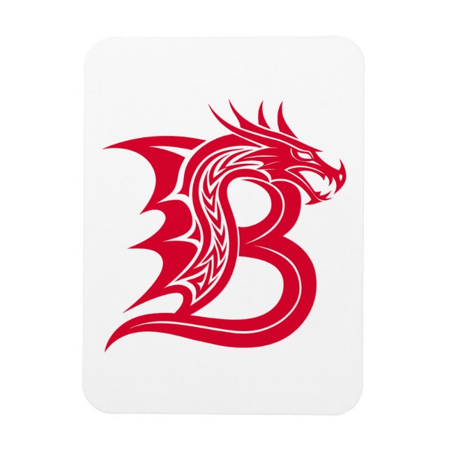 Drakstilat brev B, Drakalfabet, Monogram Magnet (Vertikal)