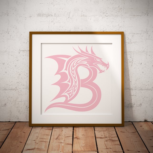 Drakstilat brev B, Drakalfabet, Monogram Poster (Skapare uppladdad)