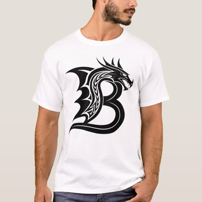 Drakstilat brev B, Drakalfabet, Monogram T Shirt (Framsida)
