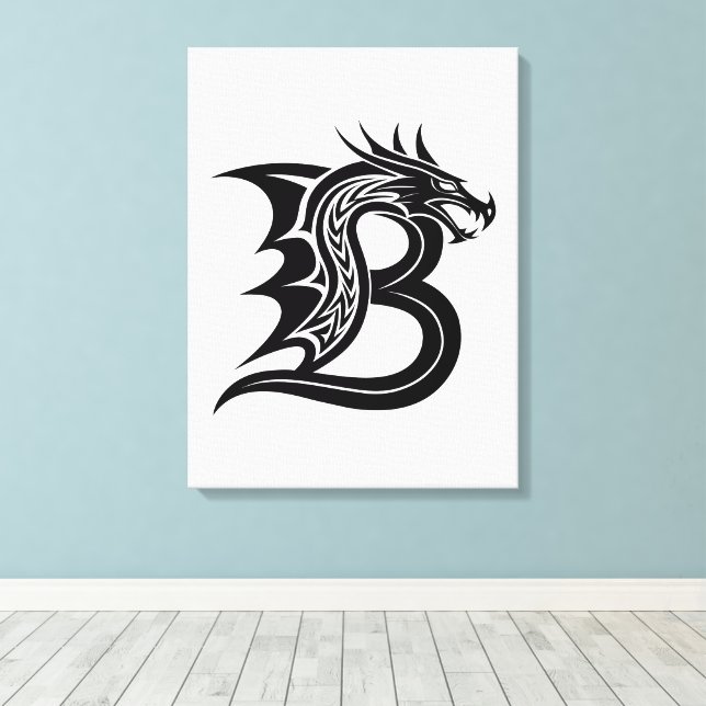 Drakstilat brev B, Drakalfabetet, Monogram Canvastryck (Insitu (trägolv))