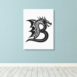 Drakstilat brev B, Drakalfabetet, Monogram Canvastryck
