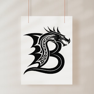 Drakstilat brev B, Drakalfabetet, Monogram Fototryck