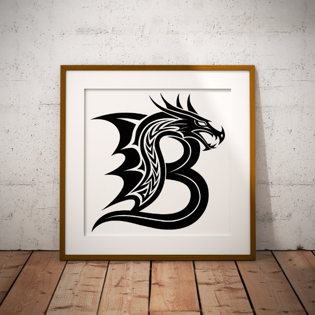 Drakstilat brev B, Drakalfabetet, Monogram Fototryck (Skapare uppladdad)