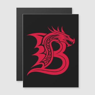 Drakstilat brev B, Drakalfabetet, Monogram Magnetisk Inbjudningskort