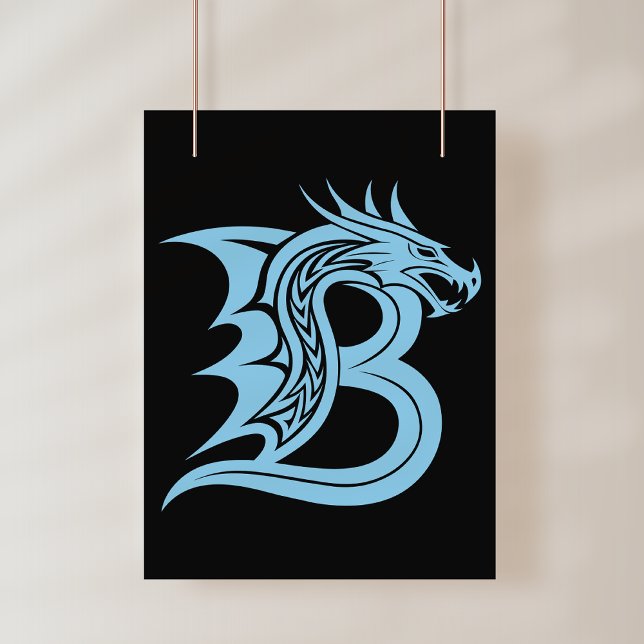 Drakstilat brev B, Drakalfabetet, Monogram Poster (Skapare uppladdad)