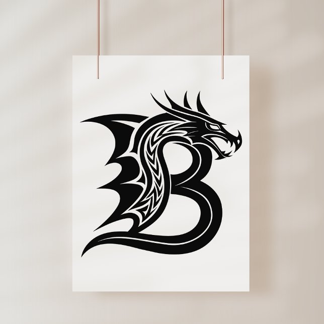Drakstilat brev B, Drakalfabetet, Monogram Poster (Skapare uppladdad)