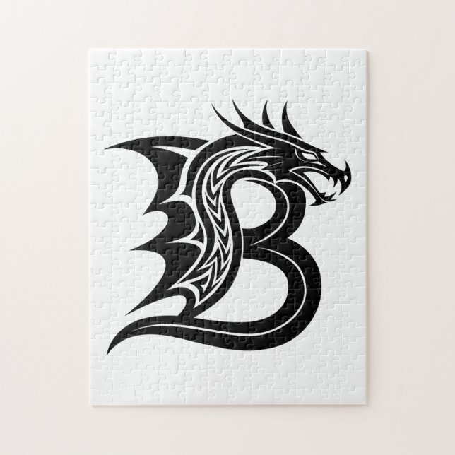 Drakstilat brev B, Drakalfabetet, Monogram Pussel (Vertikal)