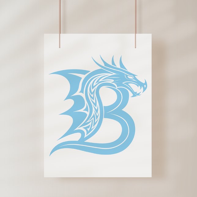 Drakstilat brev B, Drake alfabet, Monogram Poster (Skapare uppladdad)