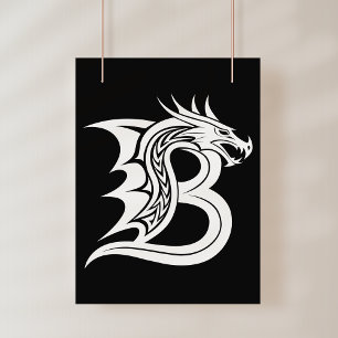 Drakstilat brev B, Drake alfabet, Monogram Poster