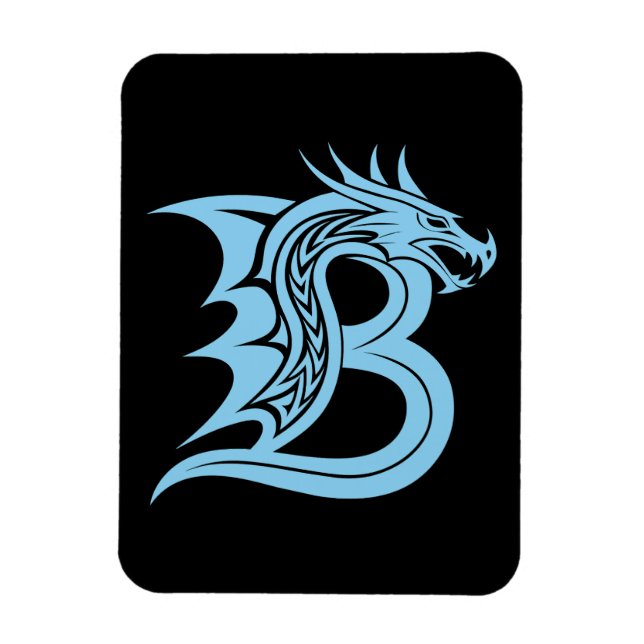 Drakstilat brev B, Drakealfabet, Monogram Magnet (Vertikal)