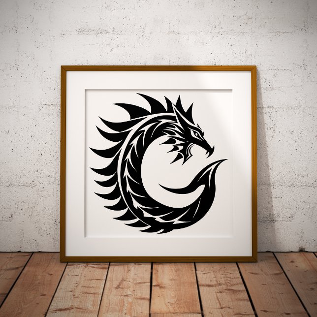 Drakstilat brev C, Drakalfabet, Monogram Poster (Skapare uppladdad)