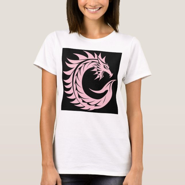 Drakstilat brev C, Drakalfabet, Monogram T Shirt (Framsida)