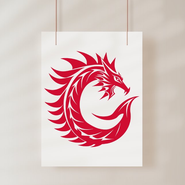 Drakstilat brev C, Drakalfabetet, Monogram Fototryck (Skapare uppladdad)