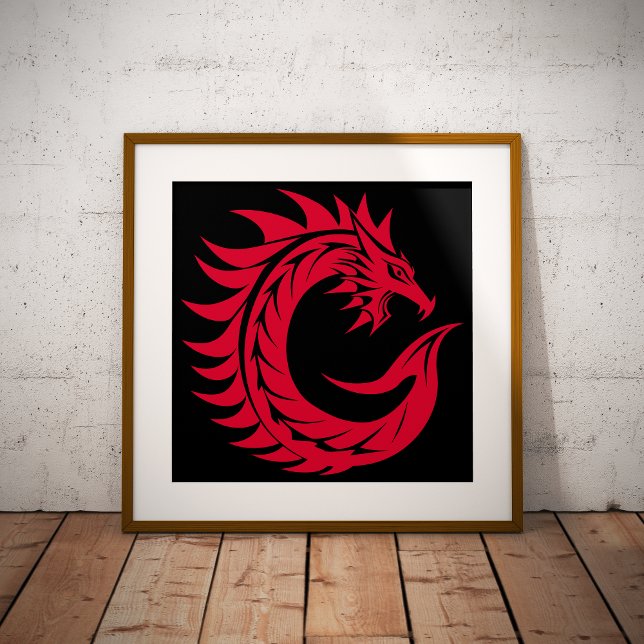 Drakstilat brev C, Drakalfabetet, Monogram Poster (Skapare uppladdad)