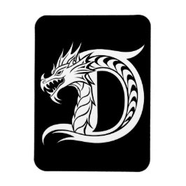 Drakstilat brev D, Drakalfabet, Monogram Magnet
