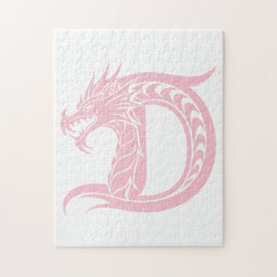 Drakstilat brev D, Drakalfabet, Monogram Pussel