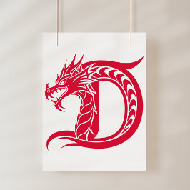Drakstilat brev D, Drake alfabet, Monogram Fototryck