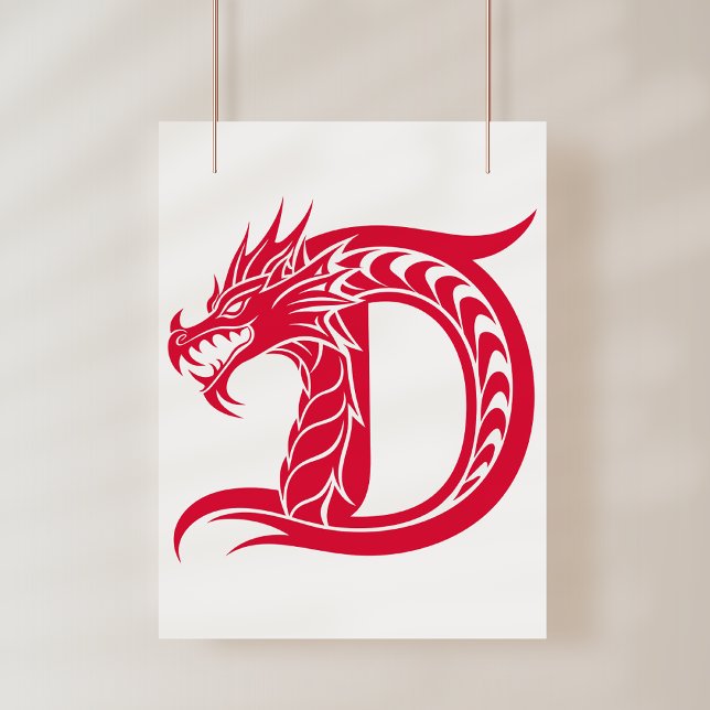 Drakstilat brev D, Drake alfabet, Monogram Fototryck (Skapare uppladdad)