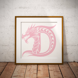 Drakstilat brev D, Drake alfabet, Monogram Fototryck