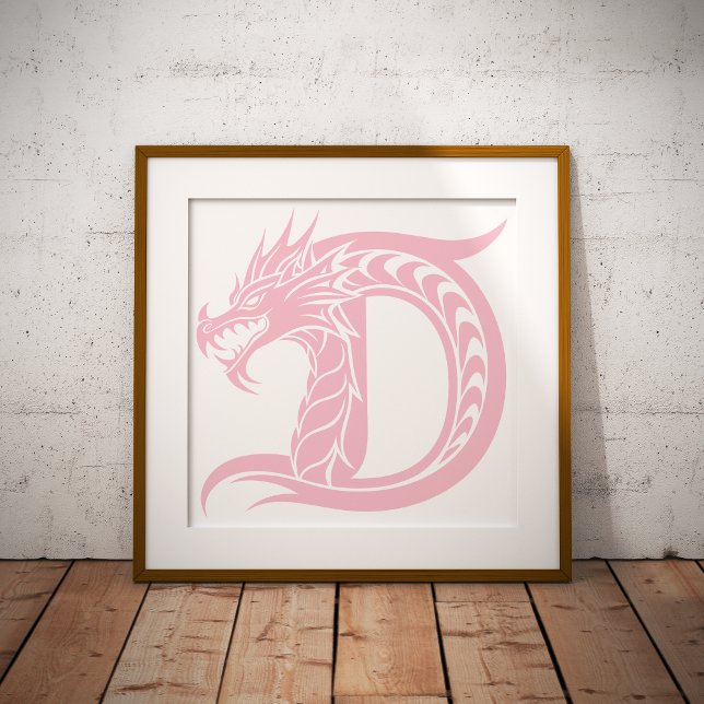 Drakstilat brev D, Drake alfabet, Monogram Fototryck (Skapare uppladdad)