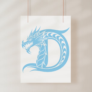 Drakstilat brev D, Drake alfabet, Monogram Fototryck