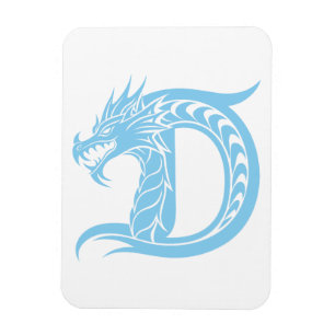 Drakstilat brev D, Drake alfabet, Monogram Magnet