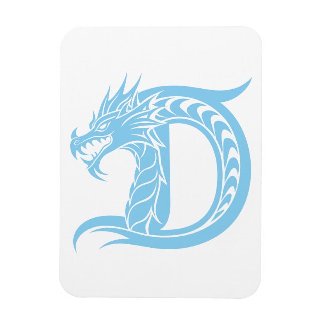 Drakstilat brev D, Drake alfabet, Monogram Magnet (Vertikal)