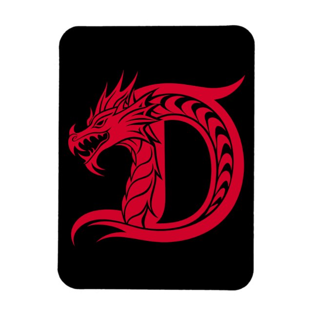 Drakstilat brev D, Drake alfabet, Monogram Magnet (Vertikal)