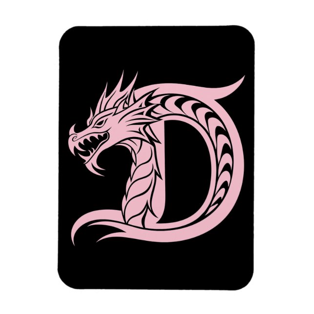 Drakstilat brev D, Drake alfabet, Monogram Magnet (Vertikal)