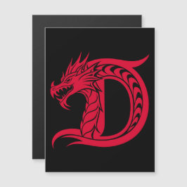 Drakstilat brev D, Drake alfabet, Monogram Magnetisk Inbjudningskort