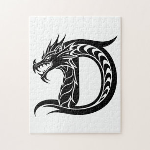 Drakstilat brev D, Drake alfabet, Monogram Pussel