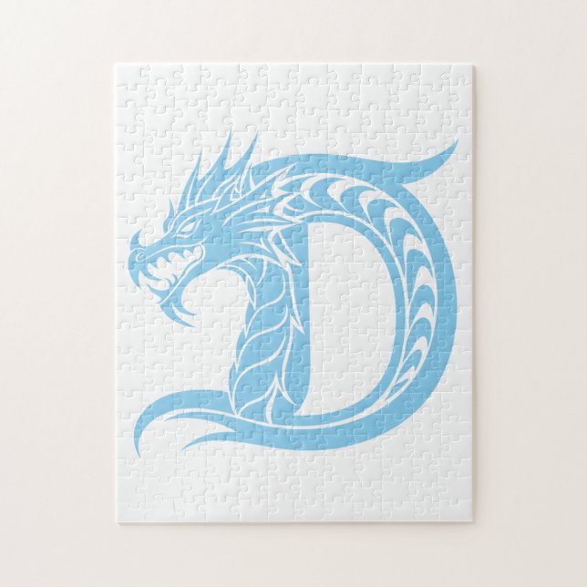 Drakstilat brev D, Drake alfabet, Monogram Pussel (Vertikal)