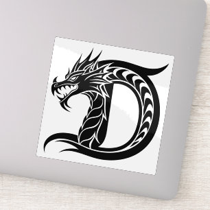 Drakstilat brev D, Drakealfabet, Monogram Klistermärken