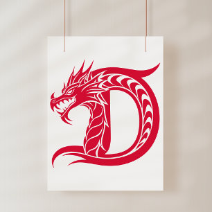 Drakstilat brev D, Drakealfabet, Monogram Poster